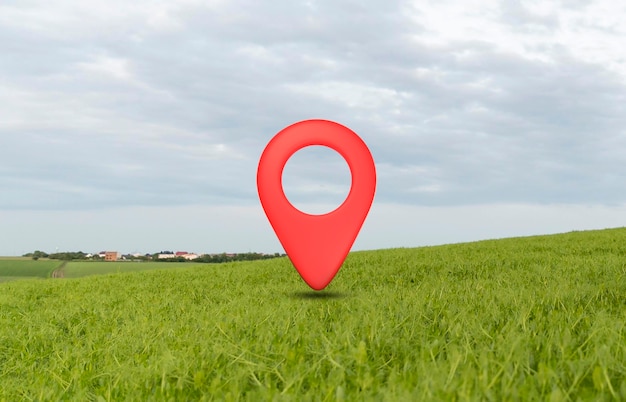 Simbolo di posizione con sfondo del paesaggio