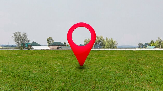 Simbolo di posizione con sfondo del paesaggio