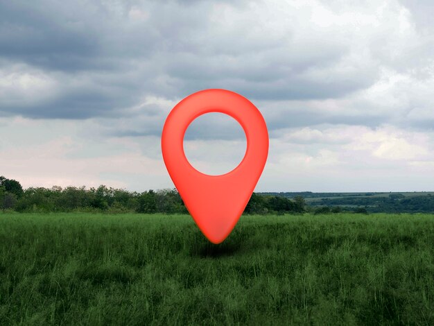 Simbolo di posizione con sfondo del paesaggio
