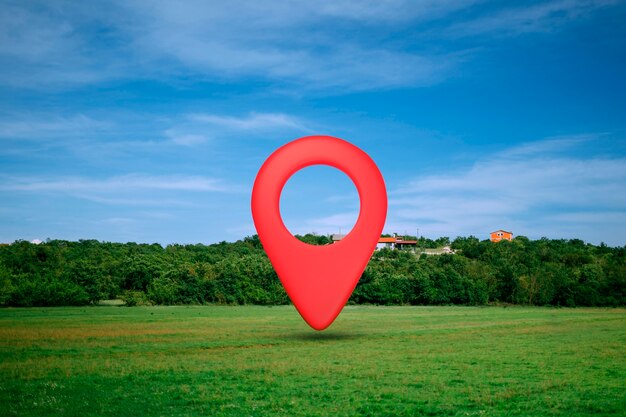 Simbolo di posizione con sfondo paesaggistico