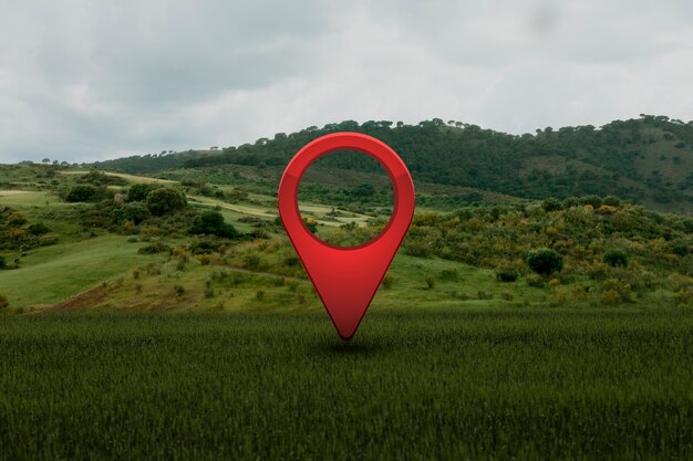 Simbolo di posizione con sfondo paesaggistico