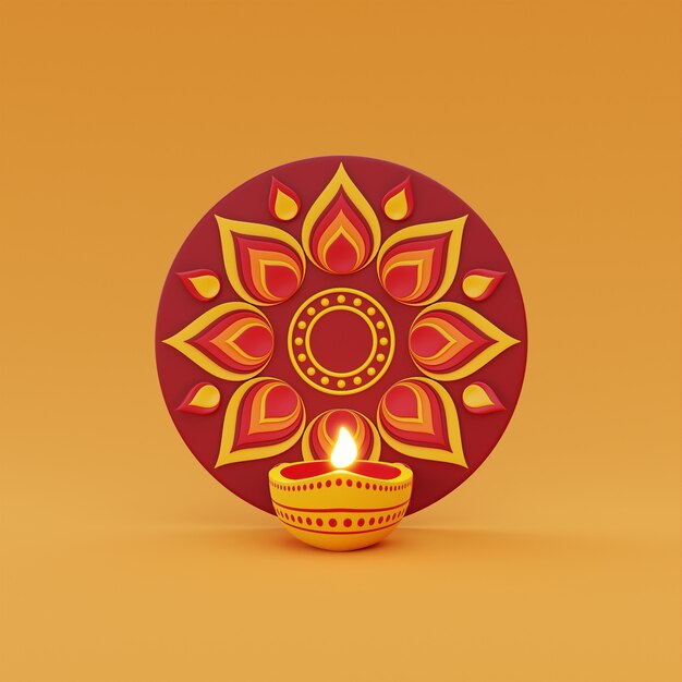 Simbolo floreale del festival delle luci con la candela