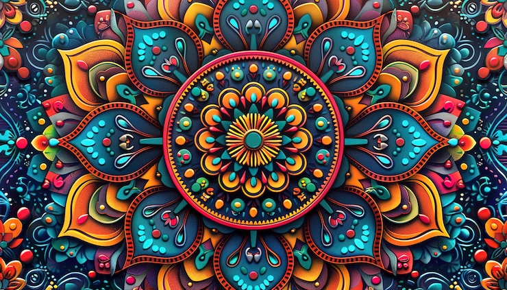 Foto gratuito simbolo geometrico del mandala in stile artistico digitale