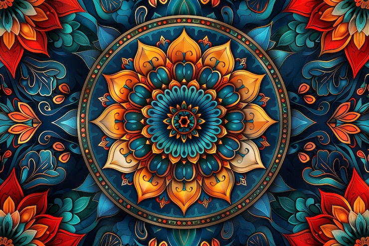 Foto gratuito simbolo geometrico del mandala in stile artistico digitale