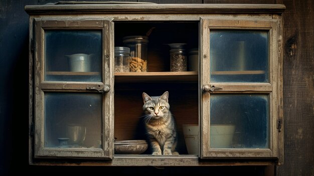 Simpatico gatto peloso al chiuso