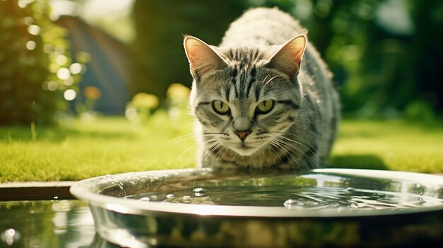 Simpatico gatto peloso all'aperto