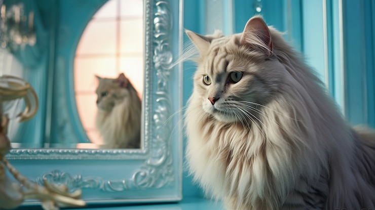 Foto gratuito simpatico gatto peloso che si rilassa al chiuso