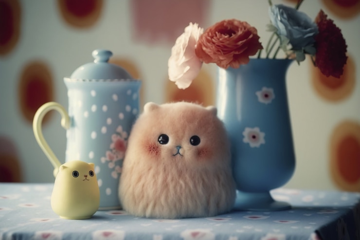 Foto gratuito simpatico peluche e disposizione degli oggetti