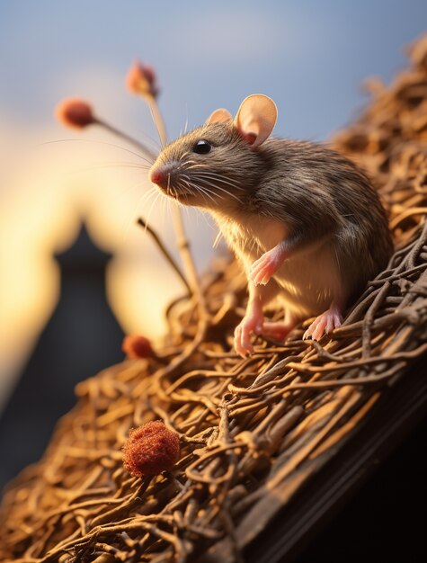 Simpatico ratto che vive all'aperto