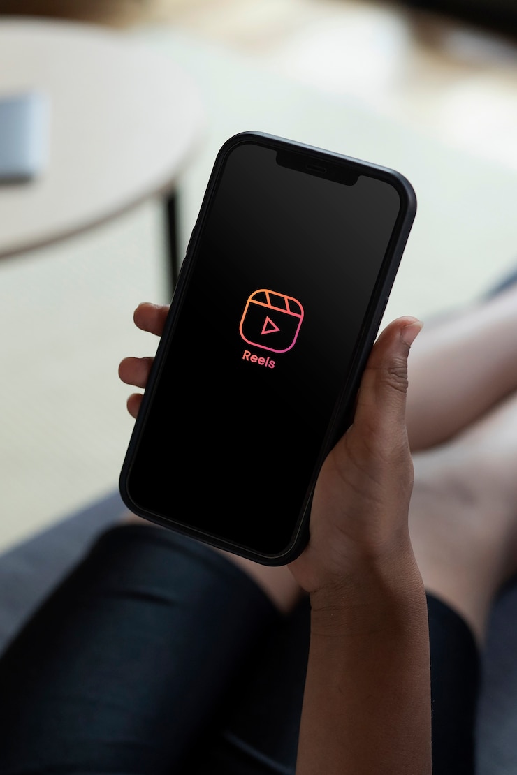 Foto gratuito smartphone della tenuta della mano ad alto angolo