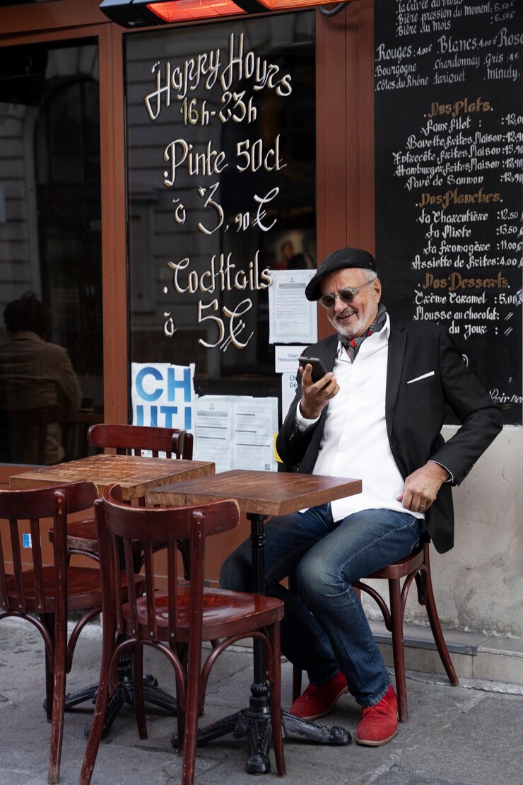 Foto gratuito smartphone senior della holding del colpo pieno
