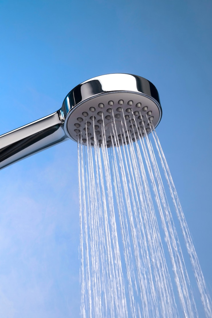 Foto gratuito soffione doccia con acqua calda