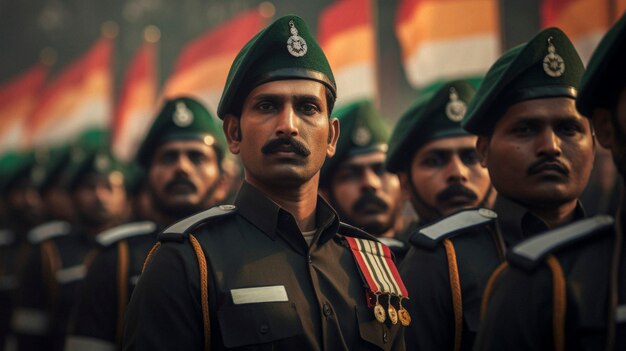 Soldati che celebrano la Giornata della Repubblica indiana