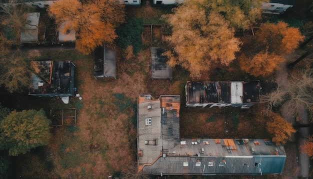 Sopra la città l'autunno lascia la bellezza della natura rivelata generata dall'intelligenza artificiale