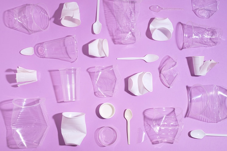 Foto gratuito sopra la disposizione degli oggetti di plastica