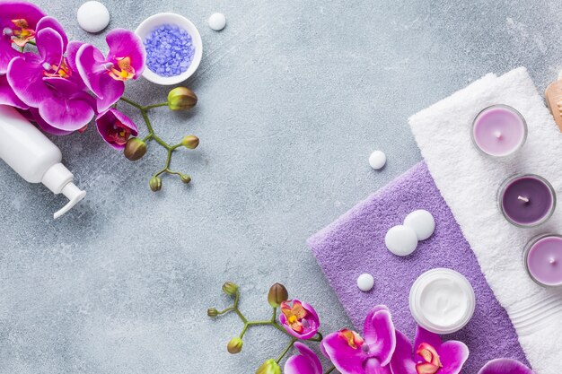 Spa still life con prodotti di bellezza