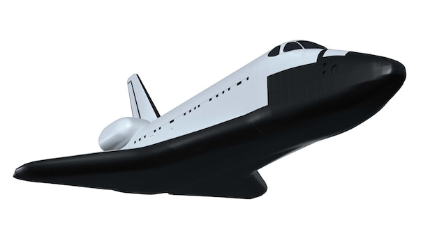 Space Shuttle isolato su bianco Rendering 3d'illustrazione