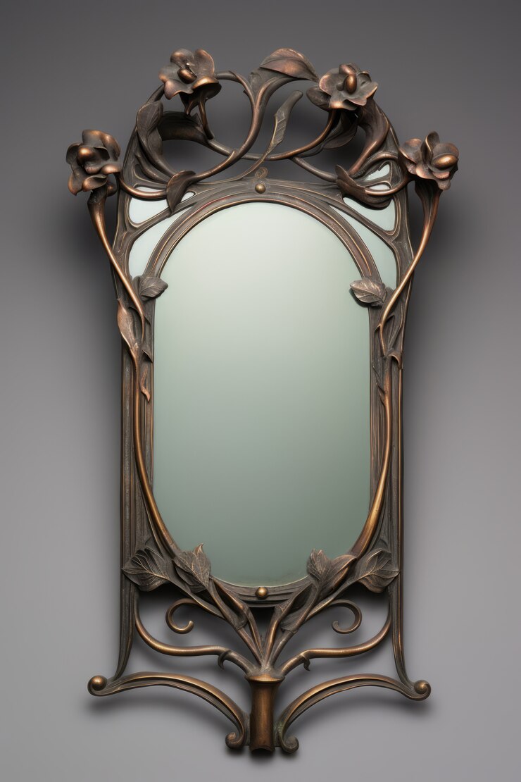 Foto gratuito specchio ornato in stile art nouveau
