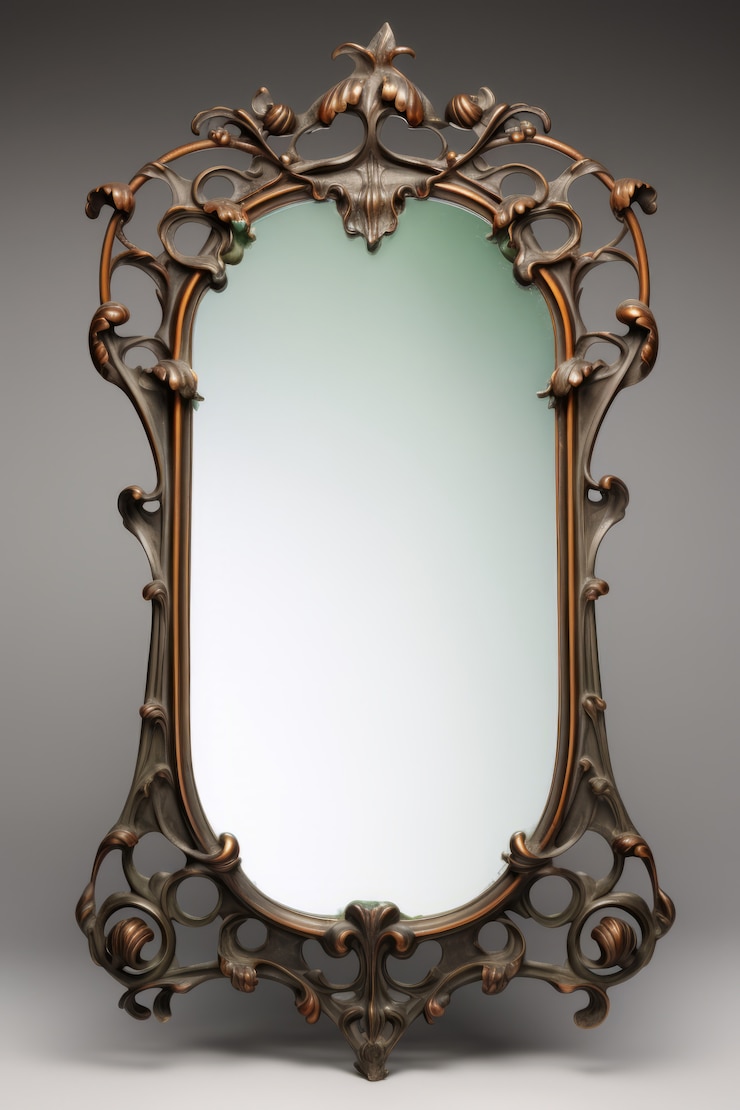 Foto gratuito specchio ornato in stile art nouveau