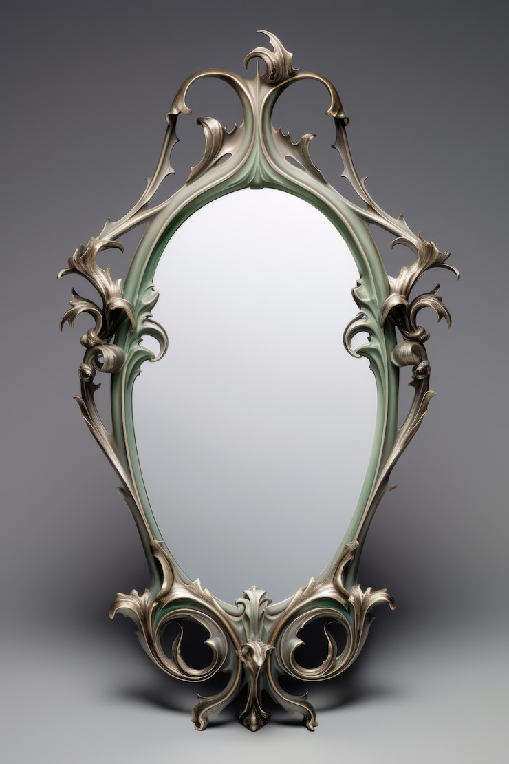 Foto gratuito specchio ornato in stile art nouveau