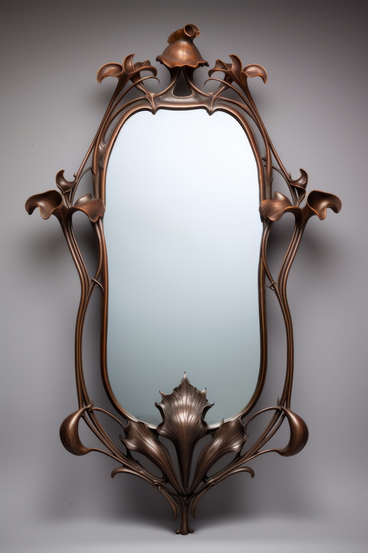 Foto gratuito specchio ornato in stile art nouveau