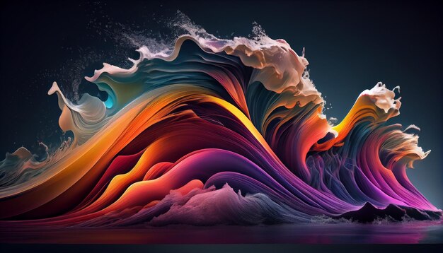 Spirale di montagna viola che scorre una brillante immaginazione generata dall'intelligenza artificiale