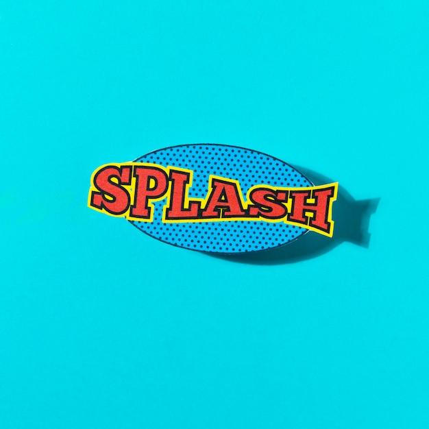 Splash formulazione effetto sonoro per fumetto comico su sfondo turchese