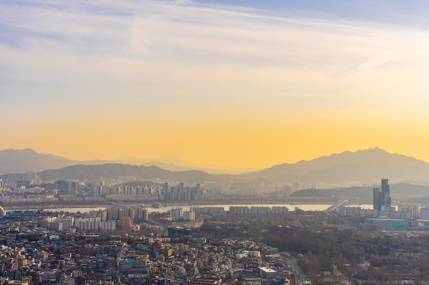 Splendido paesaggio e paesaggio urbano della città di Seoul