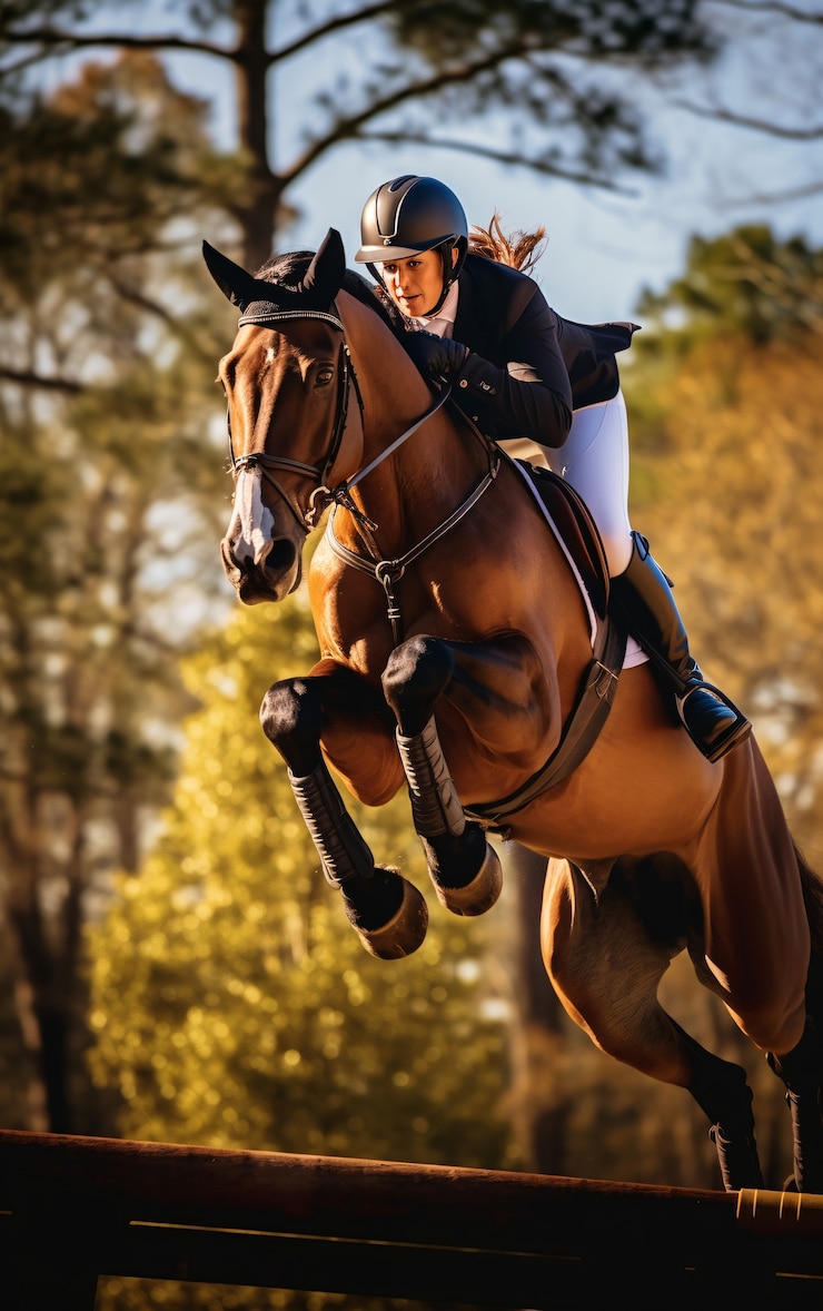 Foto gratuito sport equestre con cavaliere femminile