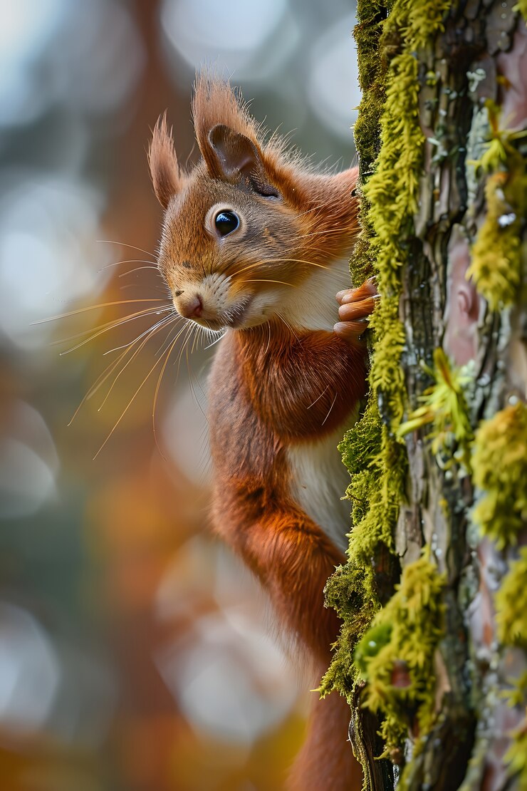 Foto gratuito squirrello realistico nell'habitat naturale