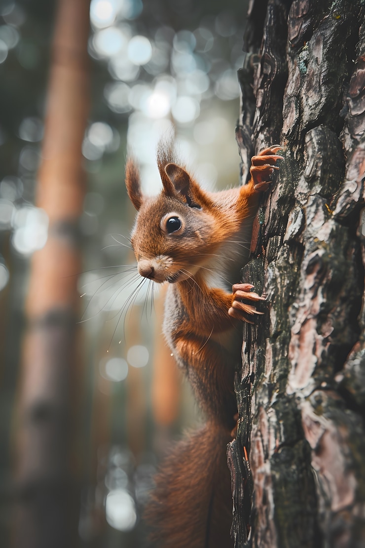 Foto gratuito squirrello realistico nell'habitat naturale