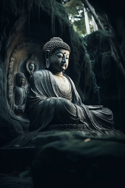 Statua di Buddha per la mediazione e il rilassamento