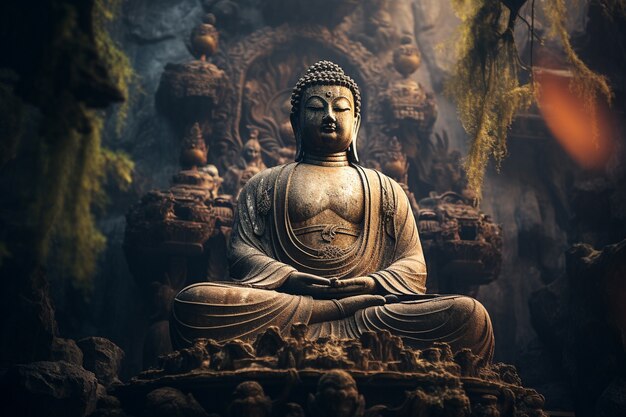 Statua di Buddha per la mediazione e il rilassamento