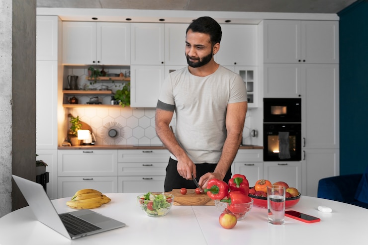 Foto gratuito stile di vita sano sostenuto a casa