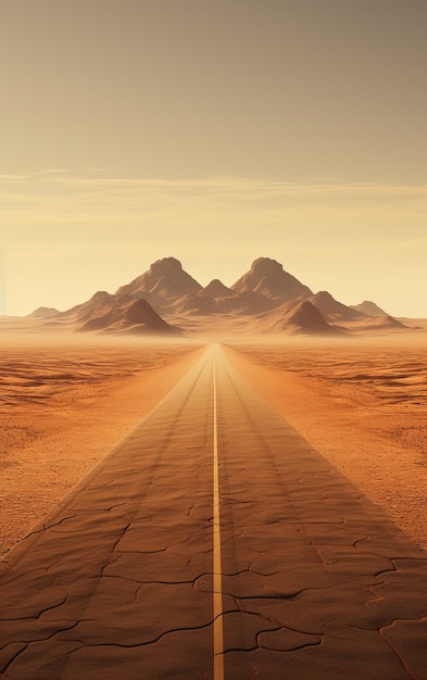 Strada del deserto fotorealista minimalista