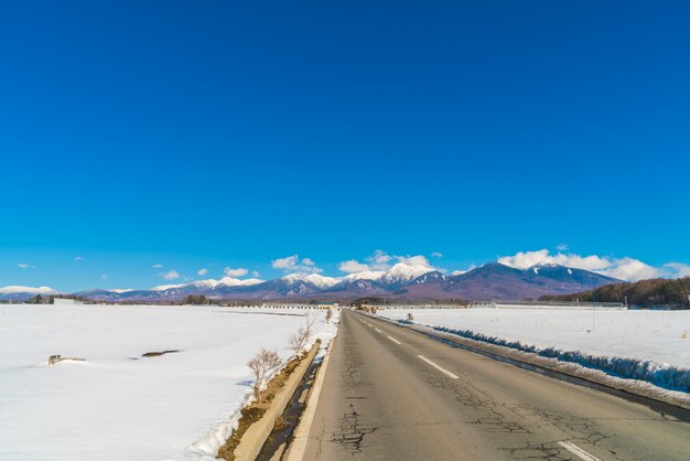 Strada di montagna in inverno (Giappone)