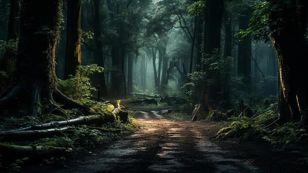 Strada forestale fotorealista minimalista
