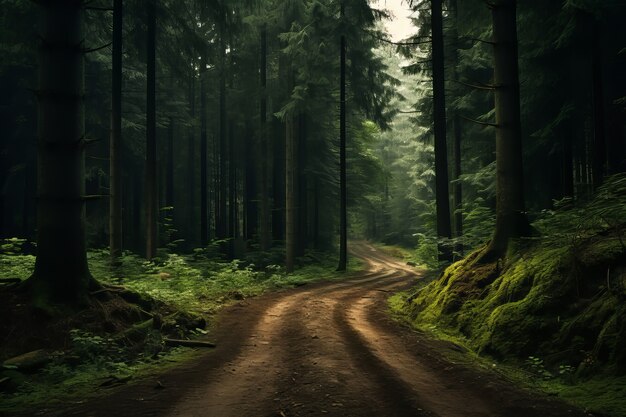 Strada vuota in un'atmosfera buia