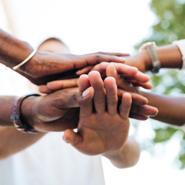 Stretta di mano interculturale all'aperto