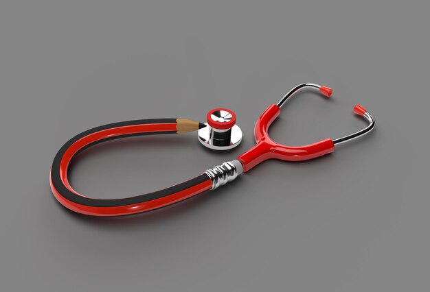 Strumento di penna per stetoscopio medico di rendering 3D Creato un tracciato di ritaglio incluso in JPEG Facile da comporre