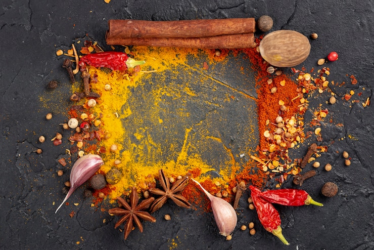 Foto gratuito struttura asiatica della miscela degli ingredienti alimentari piatti di disposizione