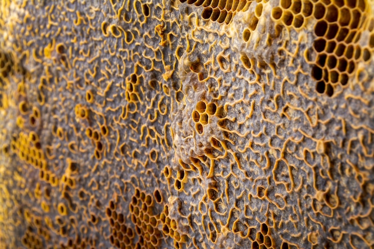 Foto gratuito struttura gialla a nido d'ape
