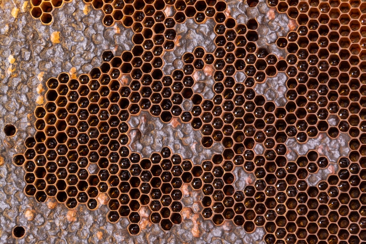 Foto gratuito struttura gialla a nido d'ape