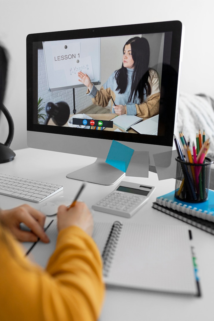 Foto gratuito studente in classe a prendere appunti