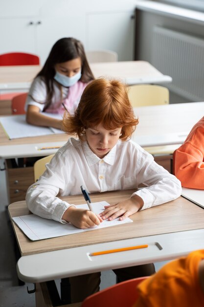 Studenti che imparano a scuola nella loro classe