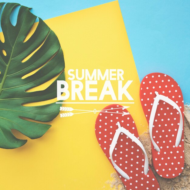 Summer Break Lifestyle Flipflop vacanze parole Concept