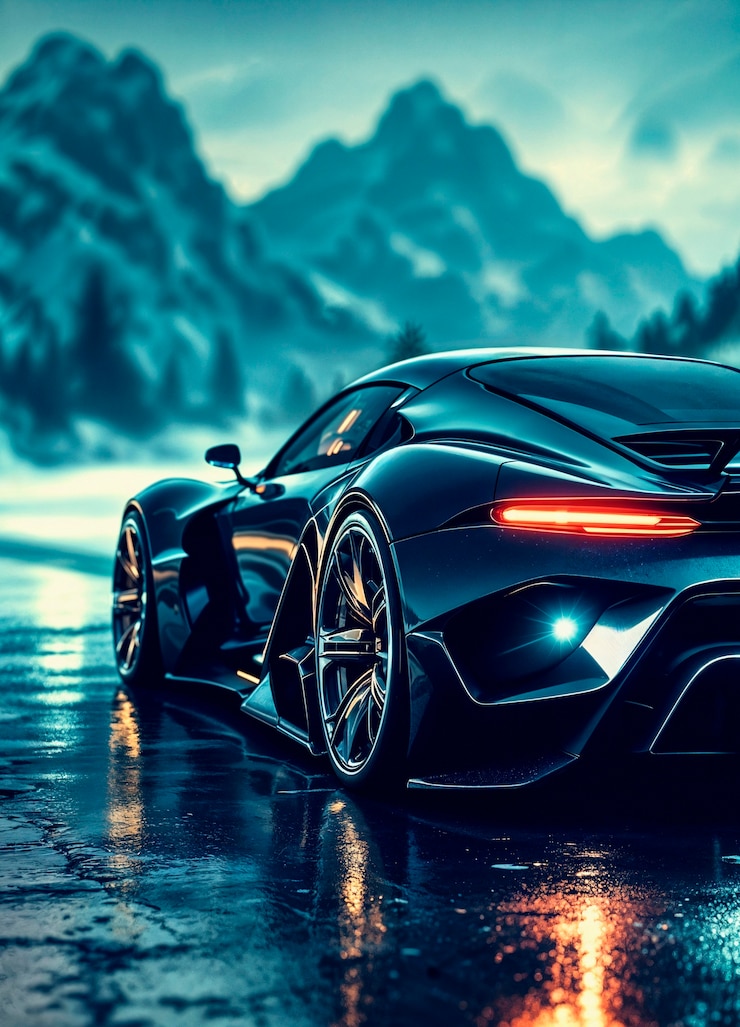 Foto gratuito supercar da guida notturna