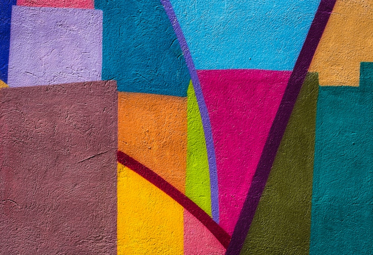 Foto gratuito superficie verniciata colorata con forme geometriche