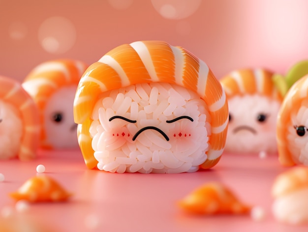 Sushi 3D carino con la faccia