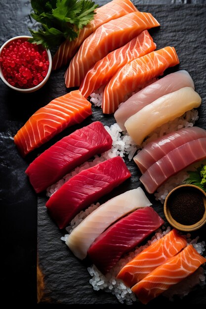 Sushi delizioso vista dall'alto sul tavolo